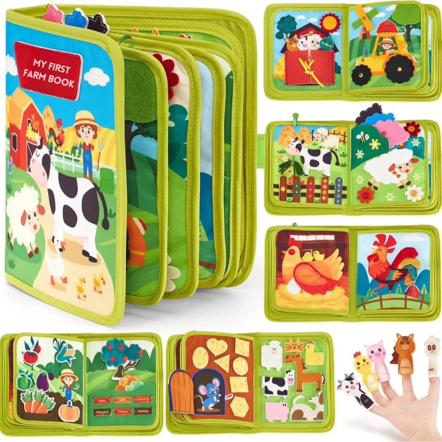 Montessori Farm-Themed Interactive Learning Book for Kids