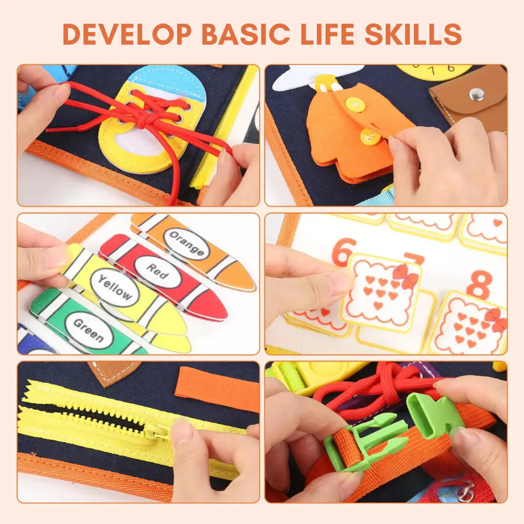 Montessori Sensory Busy Board for Toddlers - Educational Learning Toy