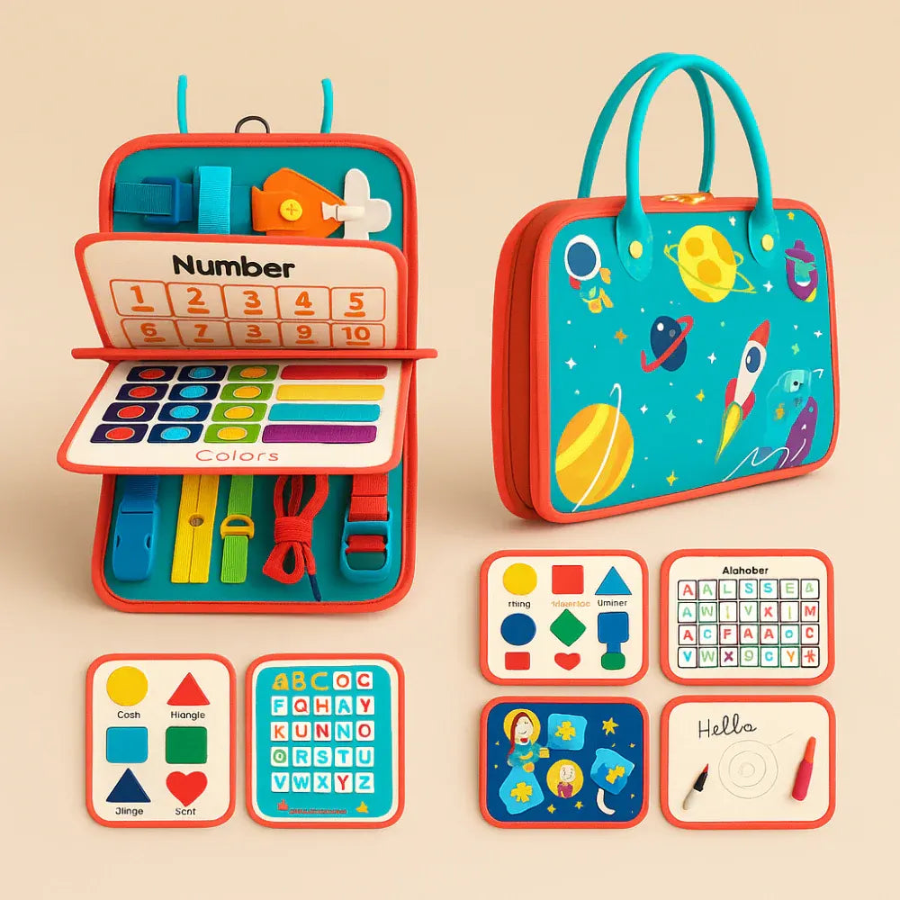 Montessori Sensory Learning Board with Portable Travel Case