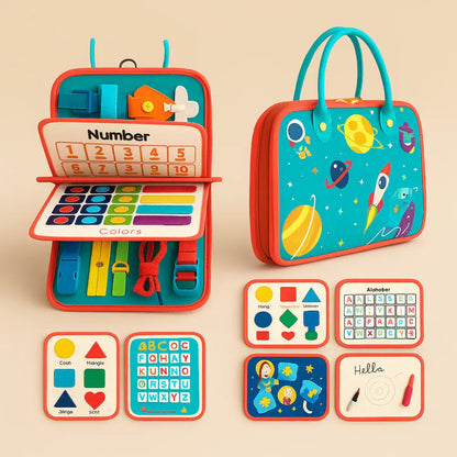 Montessori Sensory Learning Board with Portable Travel Case
