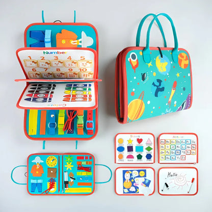 Montessori Sensory Learning Board with Portable Travel Case