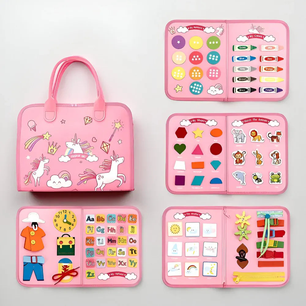 Montessori Sensory Learning Board with Portable Travel Case
