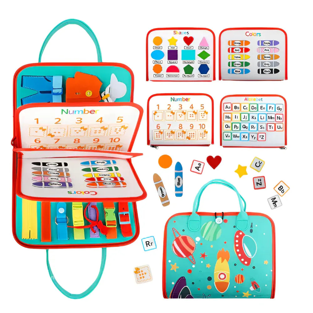 Montessori Sensory Learning Board with Portable Travel Case