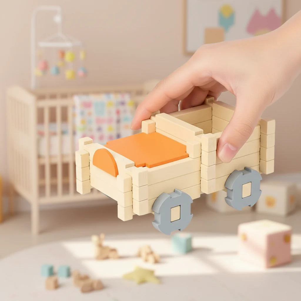 Montessori Wooden Building Block Set for Kids Learning Play