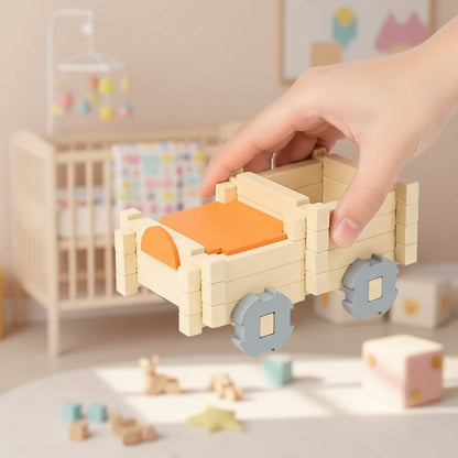 Montessori Wooden Building Block Set for Kids Learning Play