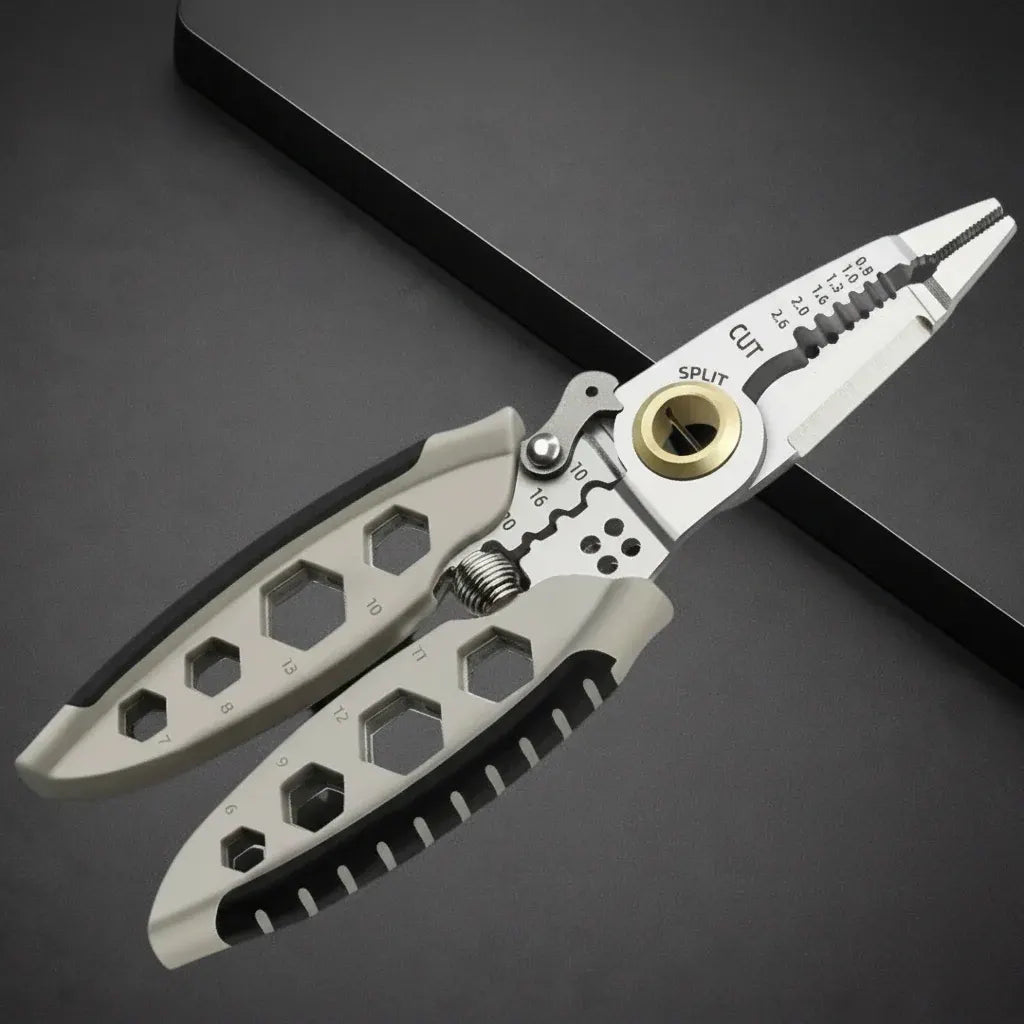 Multi-Function Wire Stripper and Crimper with Steel Cable Cutting Blade