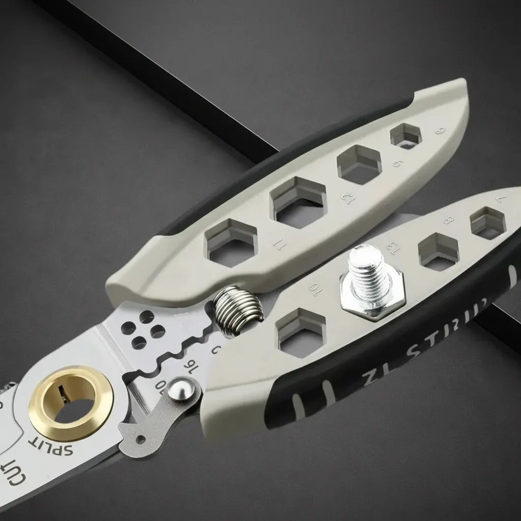 Multi-Function Wire Stripper and Crimper with Steel Cable Cutting Blade