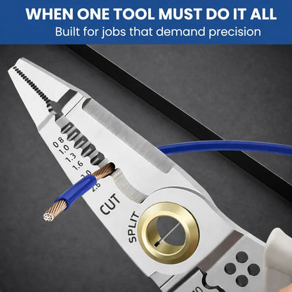 Multi-Function Wire Stripper and Crimper with Steel Cable Cutting Blade