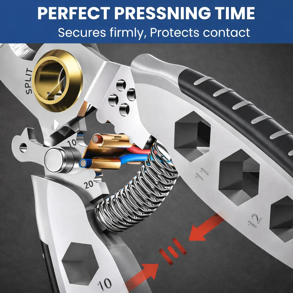 Multi-Function Wire Stripper and Crimper with Steel Cable Cutting Blade