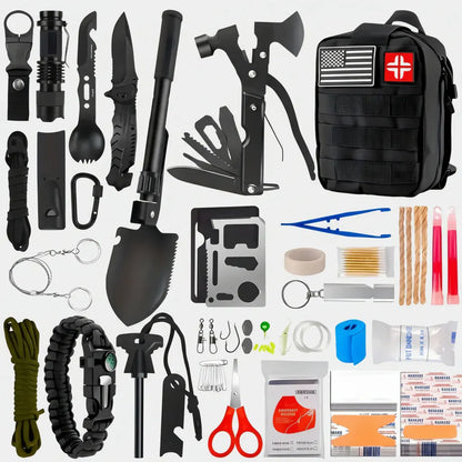 Multi-Tool Tactical Survival Backpack with First Aid Kit