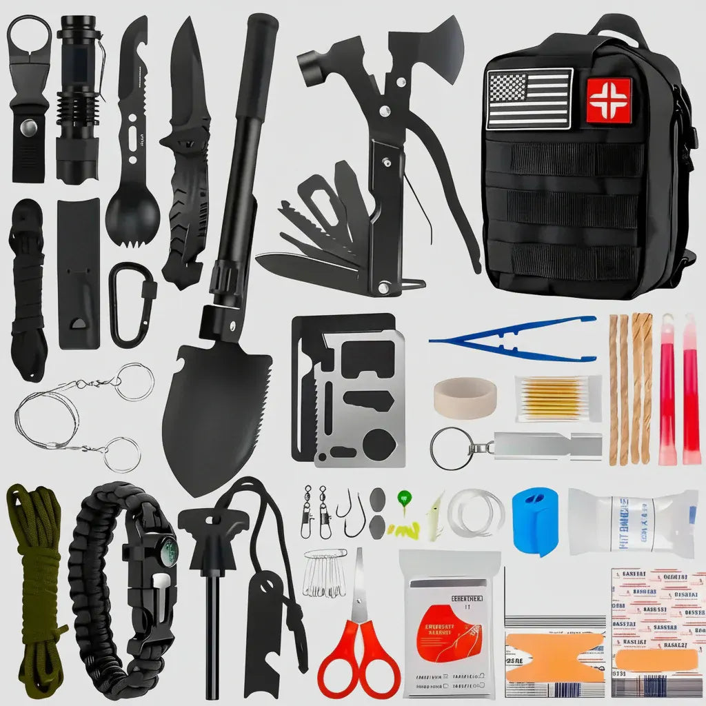 Multi-Tool Tactical Survival Backpack with First Aid Kit