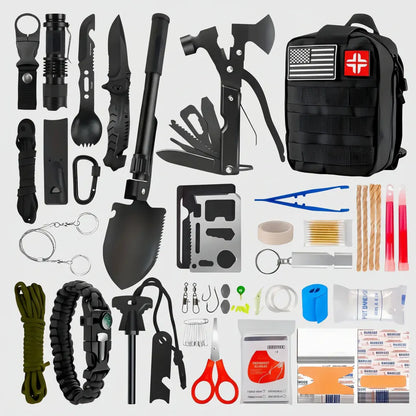 Multi-Tool Tactical Survival Backpack with First Aid Kit
