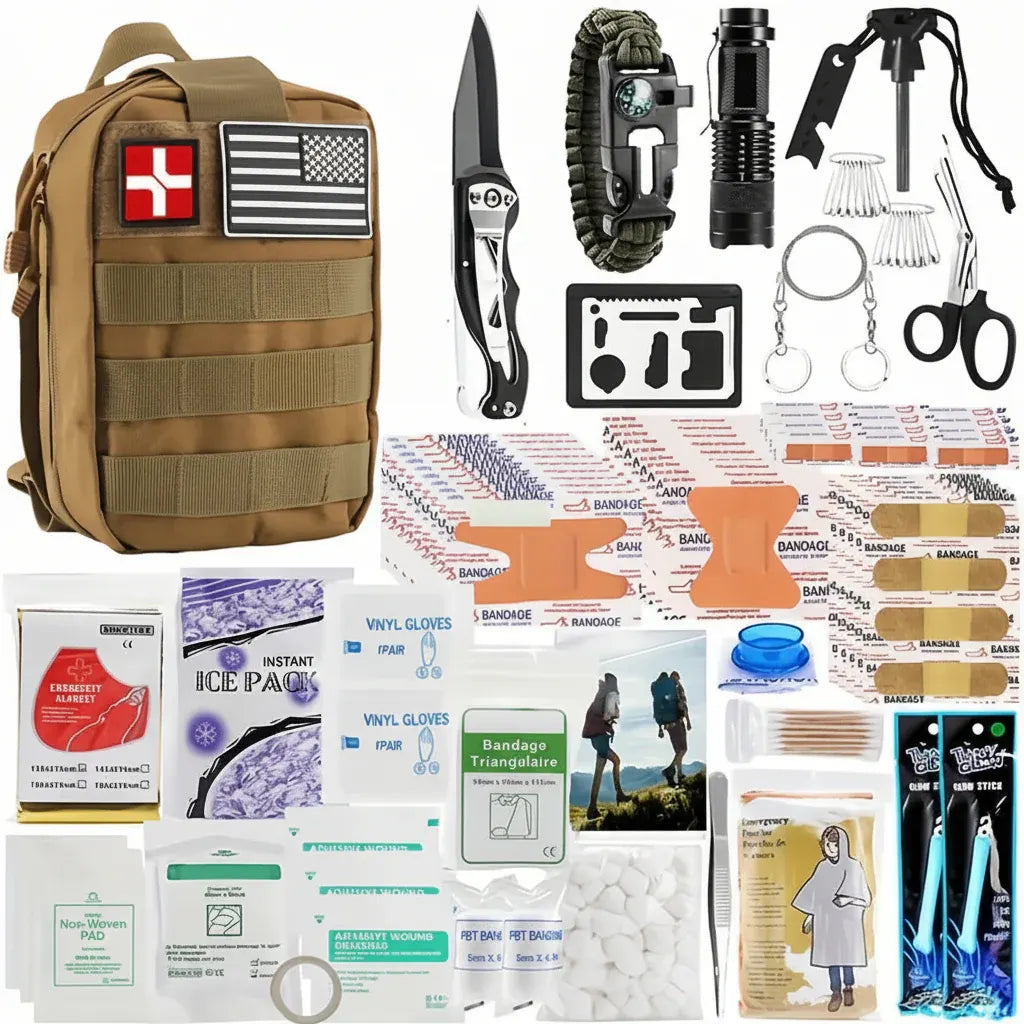 Multi-Tool Tactical Survival Backpack with First Aid Kit