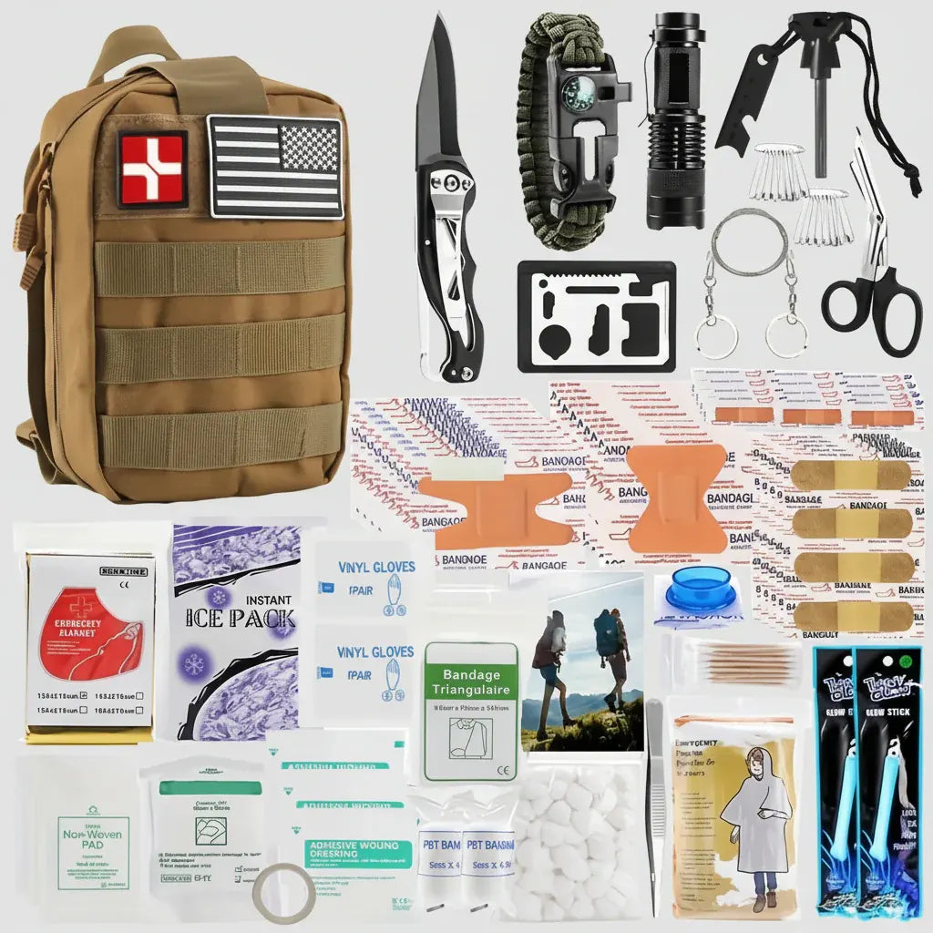 Multi-Tool Tactical Survival Backpack with First Aid Kit