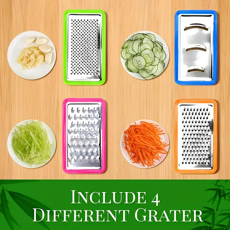 Multifunctional Bamboo Cutting Board with Storage Trays & Graters | Kitchen Prep Station