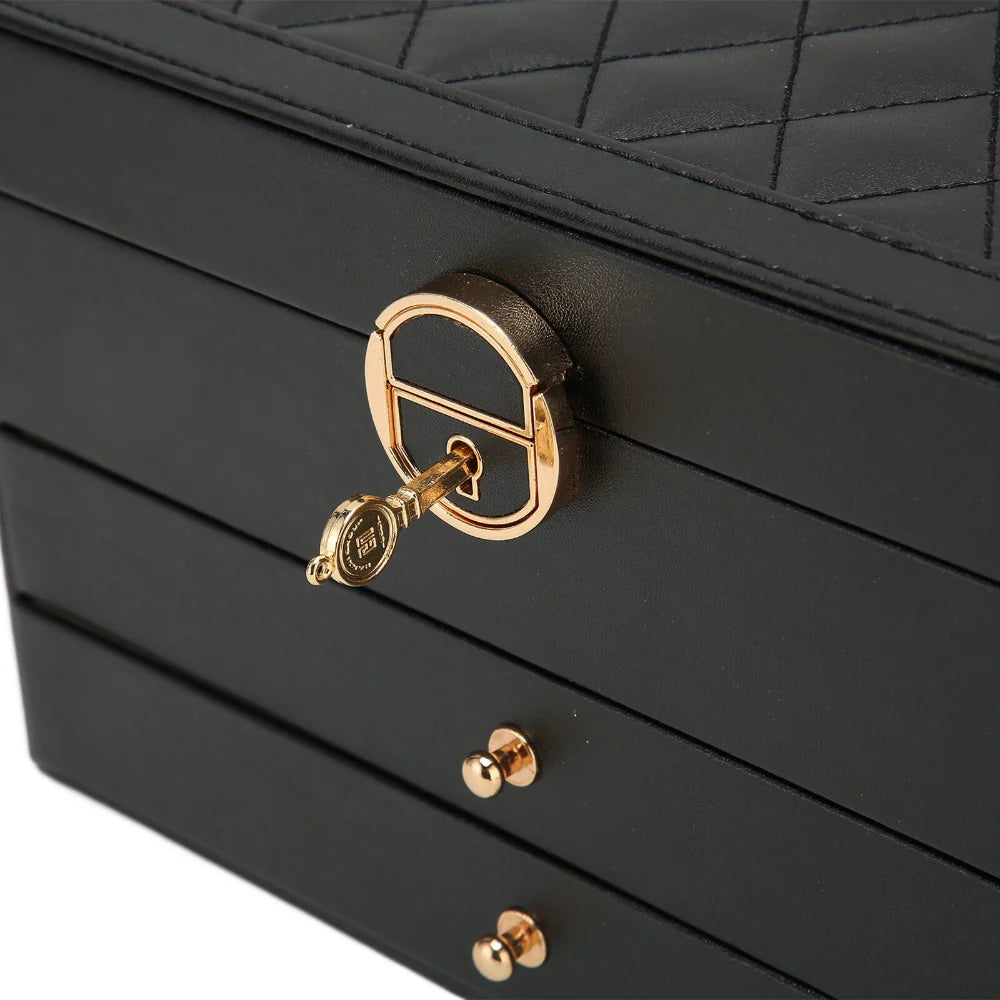 Multilayer Textured Jewelry Storage Case with Display Organizer