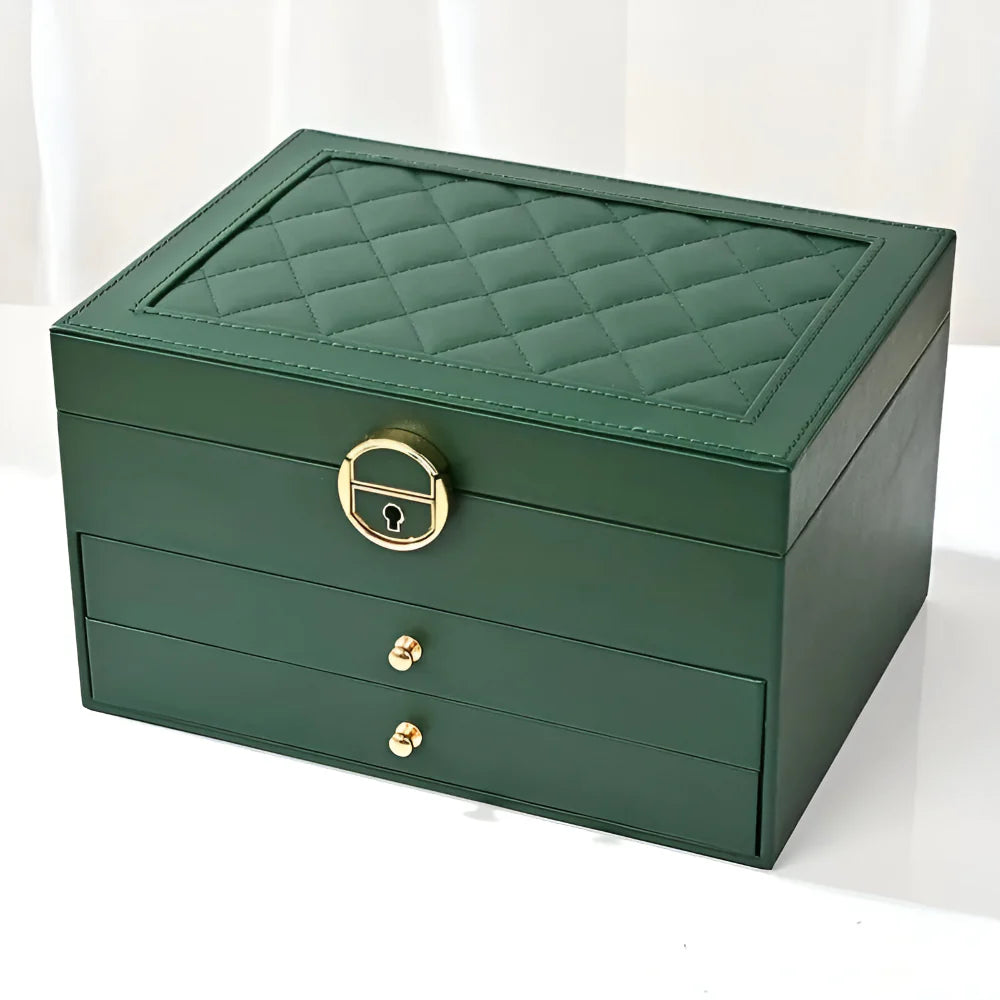 Multilayer Textured Jewelry Storage Case with Display Organizer