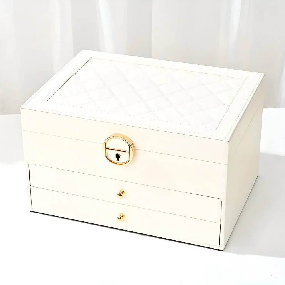 Multilayer Textured Jewelry Storage Case with Display Organizer