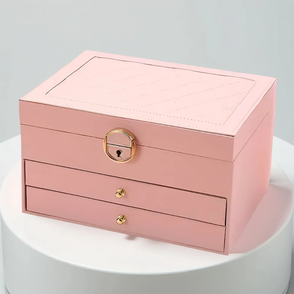 Multilayer Textured Jewelry Storage Case with Display Organizer