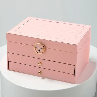 Multilayer Textured Jewelry Storage Case with Display Organizer