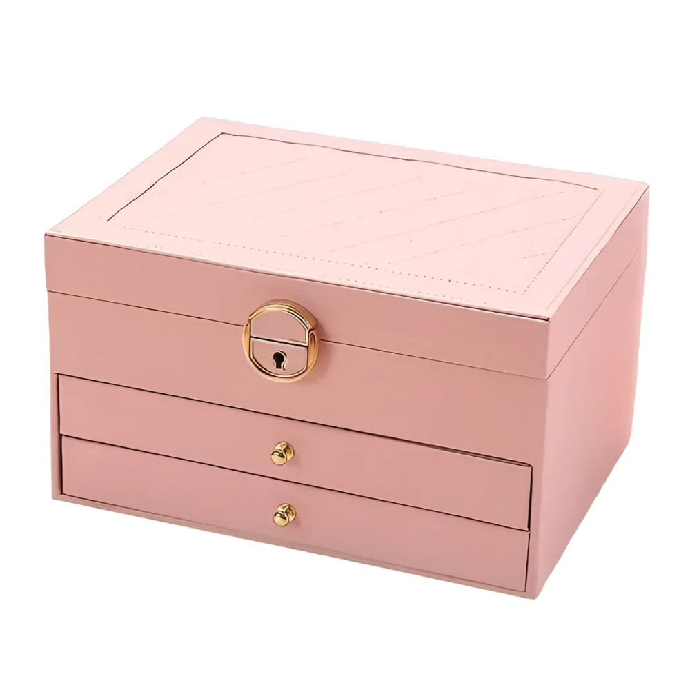Multilayer Textured Jewelry Storage Case with Display Organizer