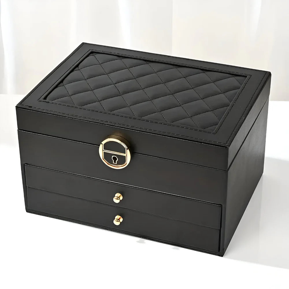 Multilayer Textured Jewelry Storage Case with Display Organizer