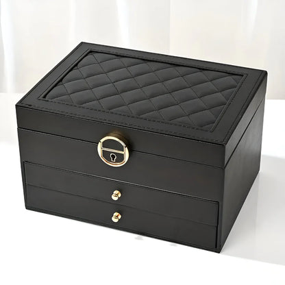 Multilayer Textured Jewelry Storage Case with Display Organizer