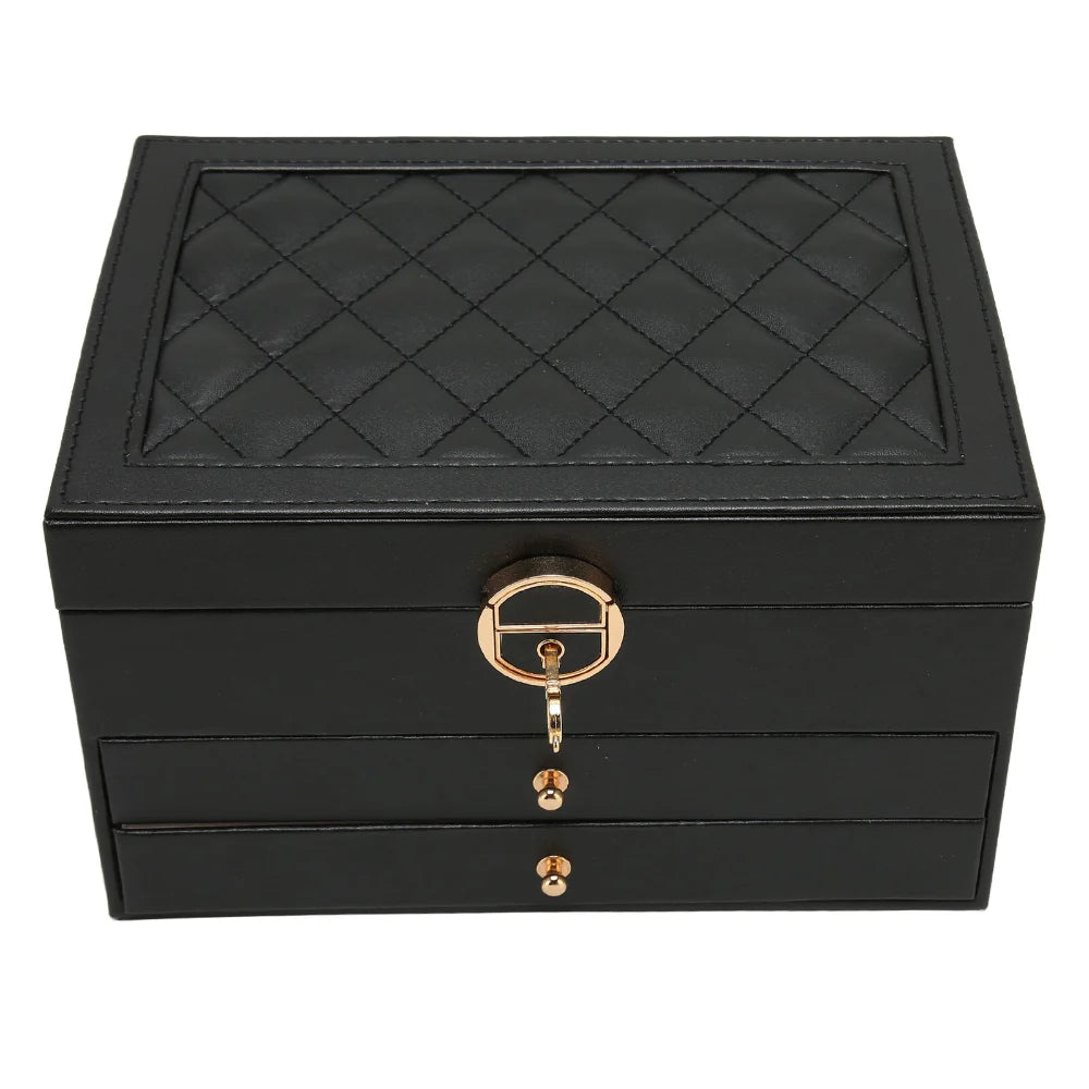 Multilayer Textured Jewelry Storage Case with Display Organizer