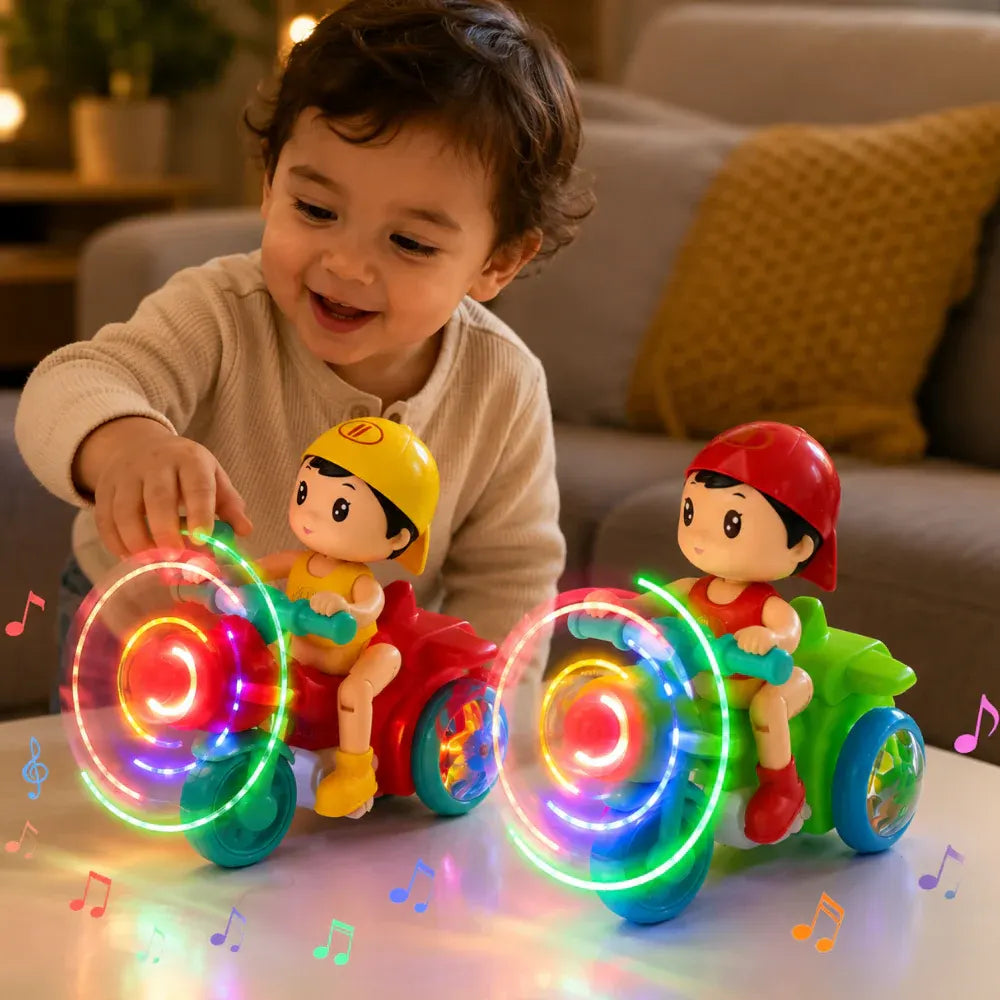 Musical Light-Up Motorcycle Sensory Toy with Rotating Wheels