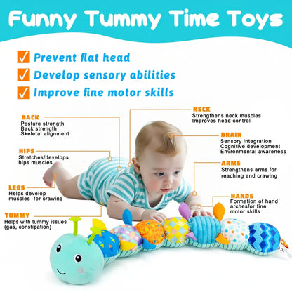 Musical Sensory Caterpillar Plush - Tummy Time Toy for Infants