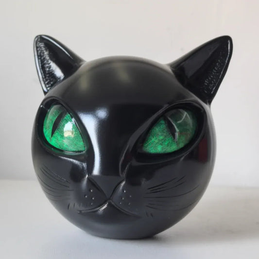 Mystic Cat Head Resin Sculpture Tabletop Home Decor Art