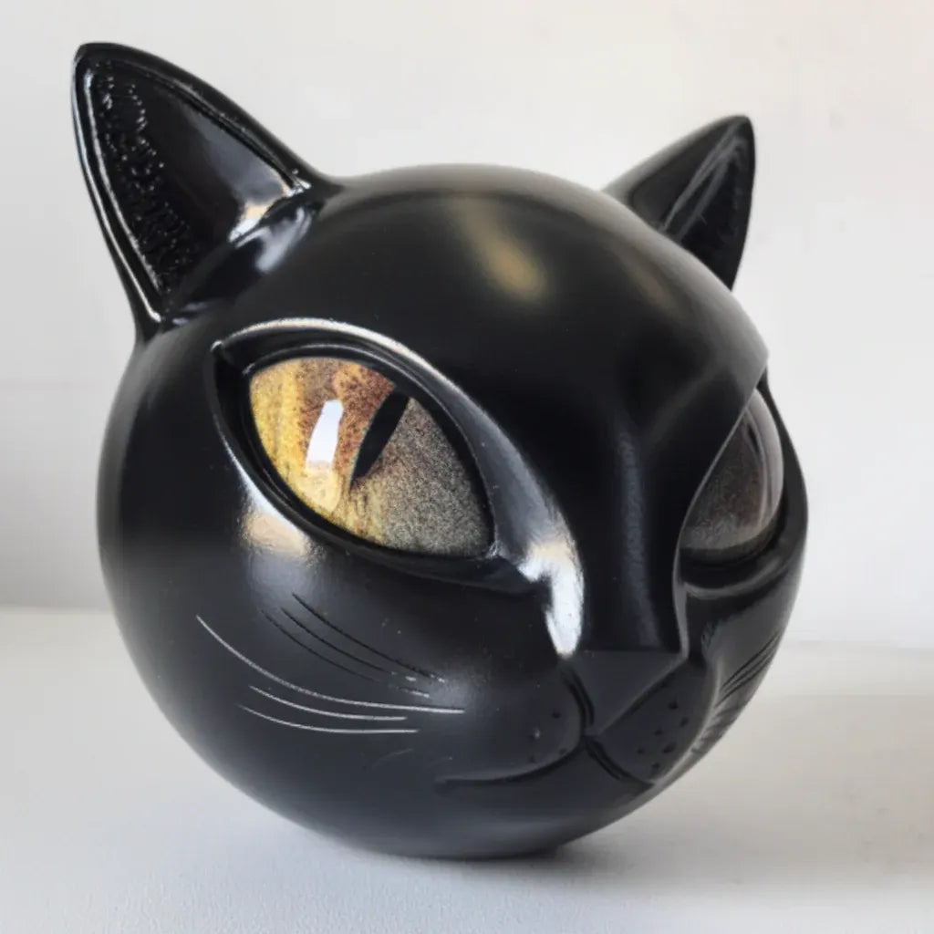 Mystic Cat Head Resin Sculpture Tabletop Home Decor Art