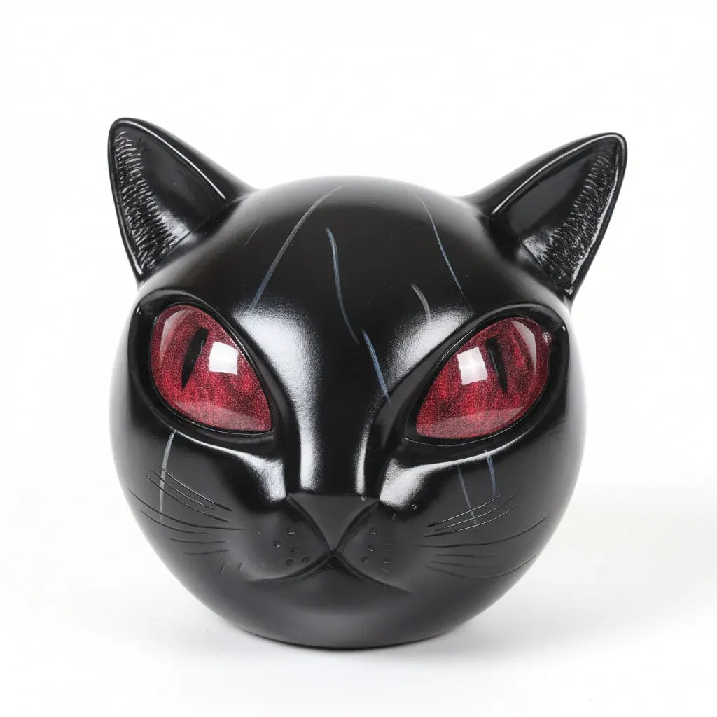 Mystic Cat Head Resin Sculpture Tabletop Home Decor Art