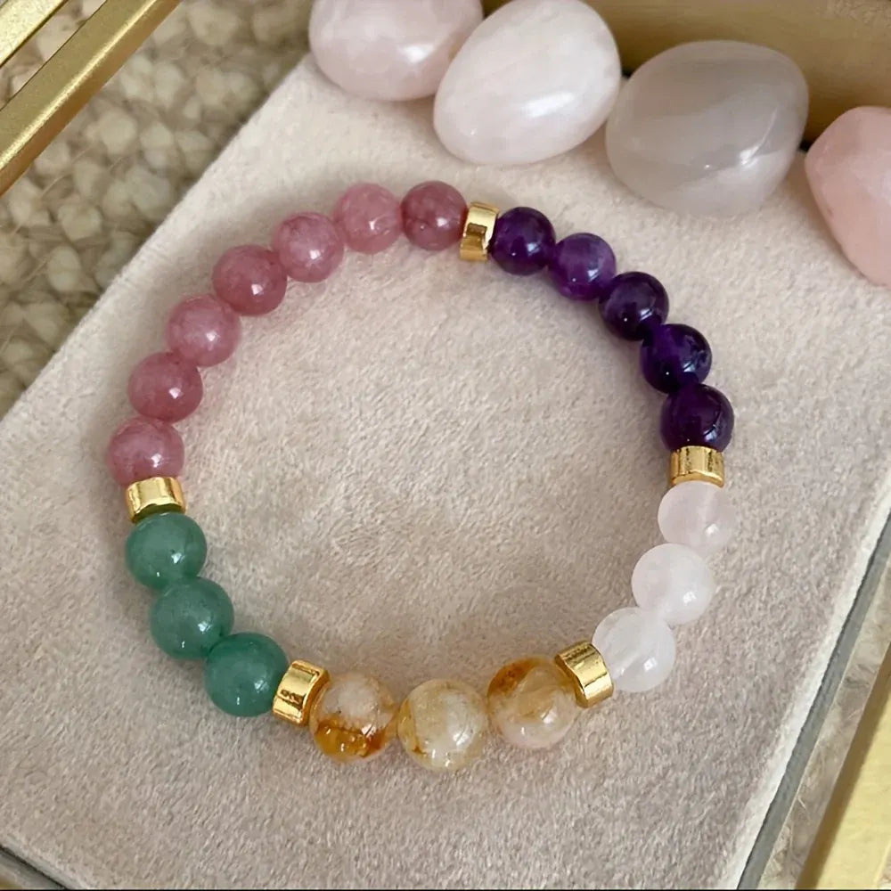 Natural Stone Birthstone Beaded Bracelet for Mother's Day Gift