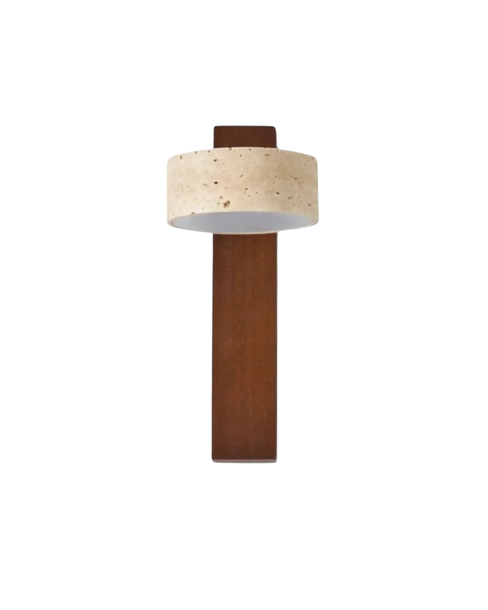 Natural Travertine Sconce | Contemporary Stone & Wood Wall Light