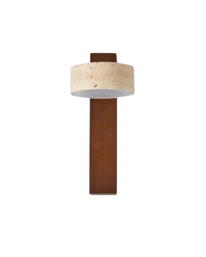 Natural Travertine Sconce | Contemporary Stone & Wood Wall Light