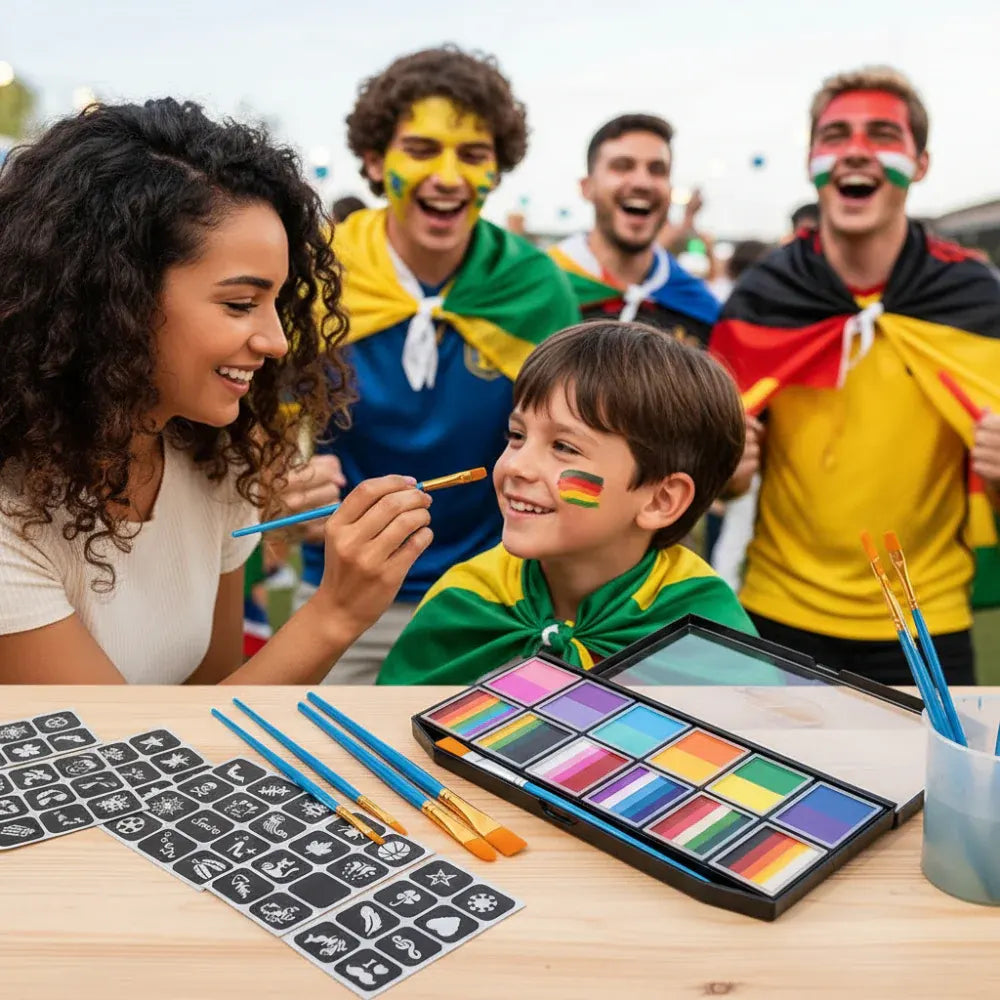 Neon Soccer Ball Face Paint Kit for Festivals & Events