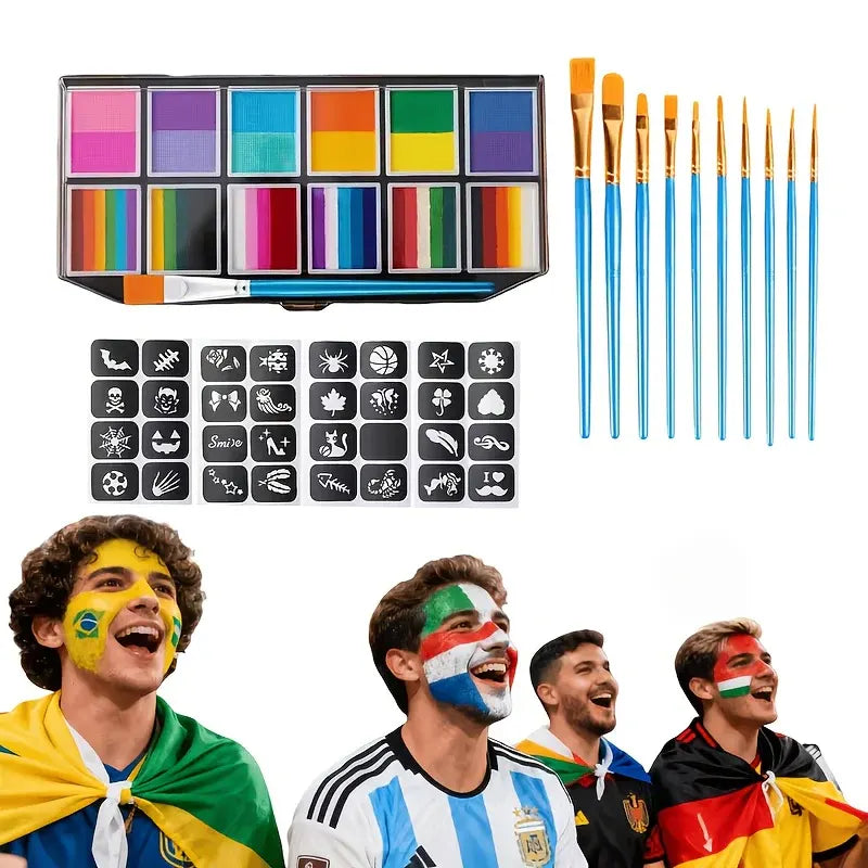 Neon Soccer Ball Face Paint Kit for Festivals & Events