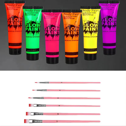 Neon UV Glow Face & Body Paint Set - Soccer Ball Design