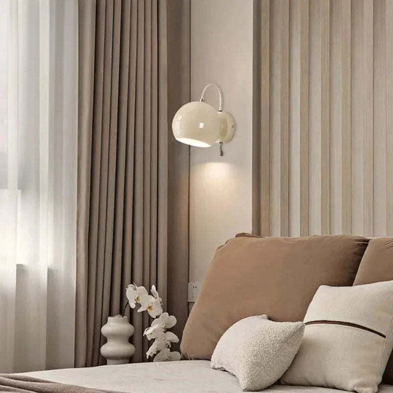 Nordic Cream Dome Wall Sconce | Adjustable Angle Light
