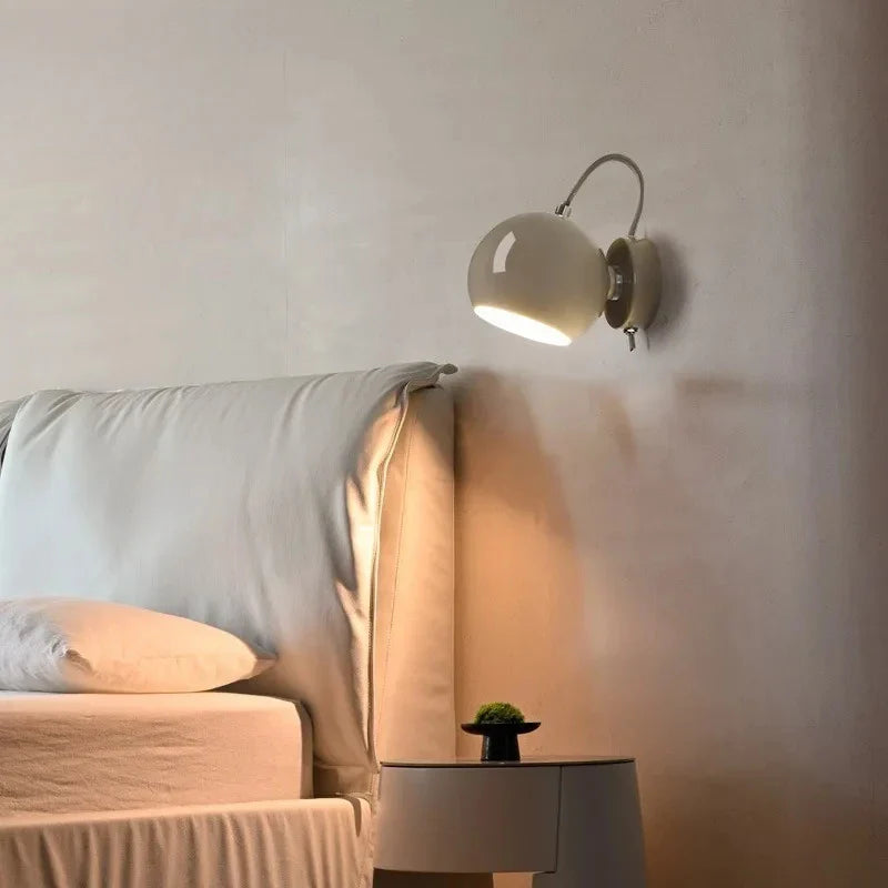 Nordic Cream Dome Wall Sconce | Adjustable Angle Light