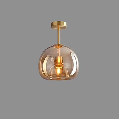 Nordic Glass Sphere Semi-Flush Ceiling Light Fixture