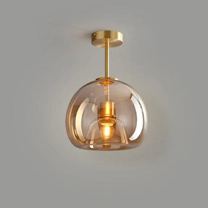 Nordic Glass Sphere Semi-Flush Ceiling Light Fixture