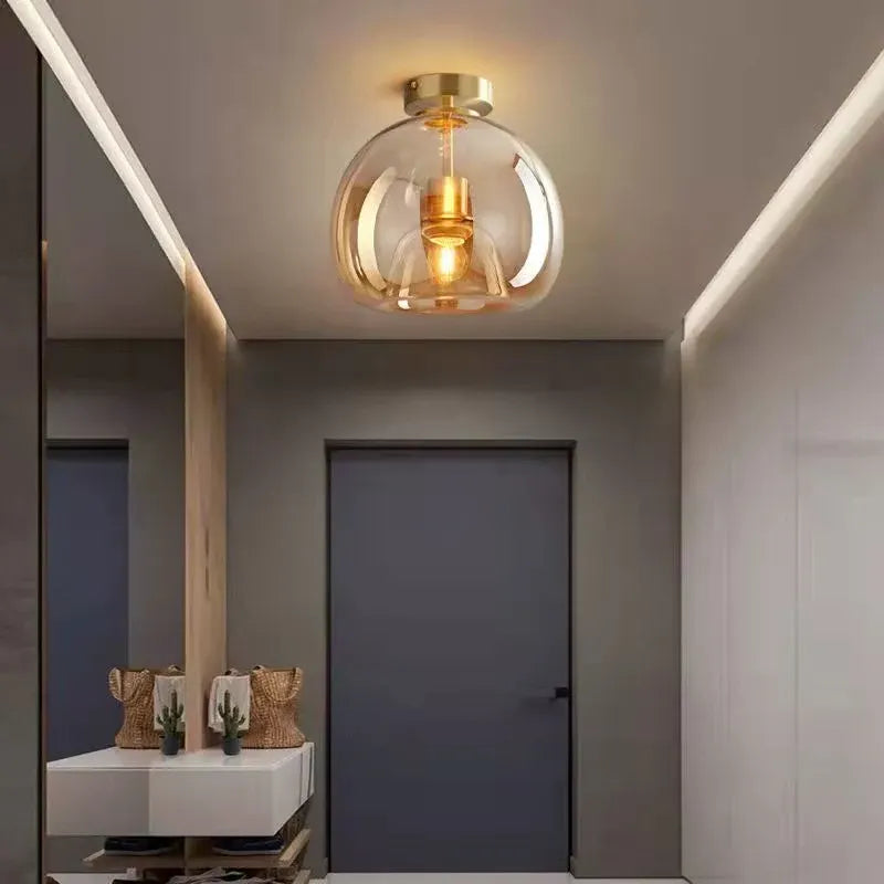 Nordic Glass Sphere Semi-Flush Ceiling Light Fixture