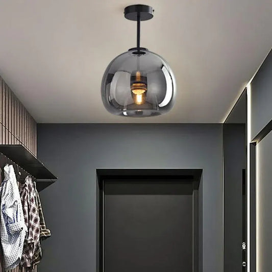 Nordic Glass Sphere Semi-Flush Ceiling Light Fixture