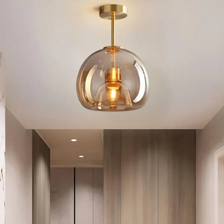 Nordic Glass Sphere Semi-Flush Ceiling Light Fixture