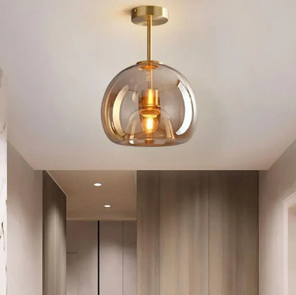 Nordic Glass Sphere Semi-Flush Ceiling Light Fixture