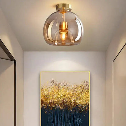 Nordic Glass Sphere Semi-Flush Ceiling Light Fixture