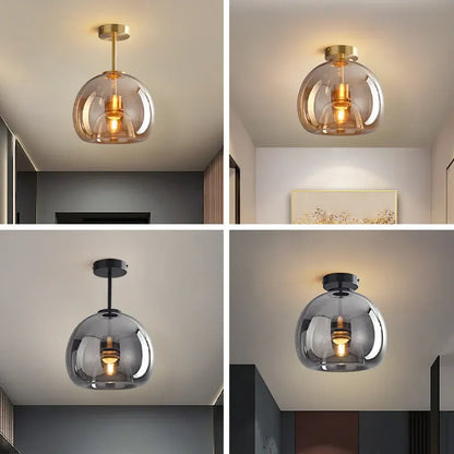 Nordic Glass Sphere Semi-Flush Ceiling Light Fixture