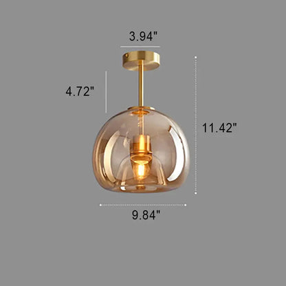 Nordic Glass Sphere Semi-Flush Ceiling Light Fixture